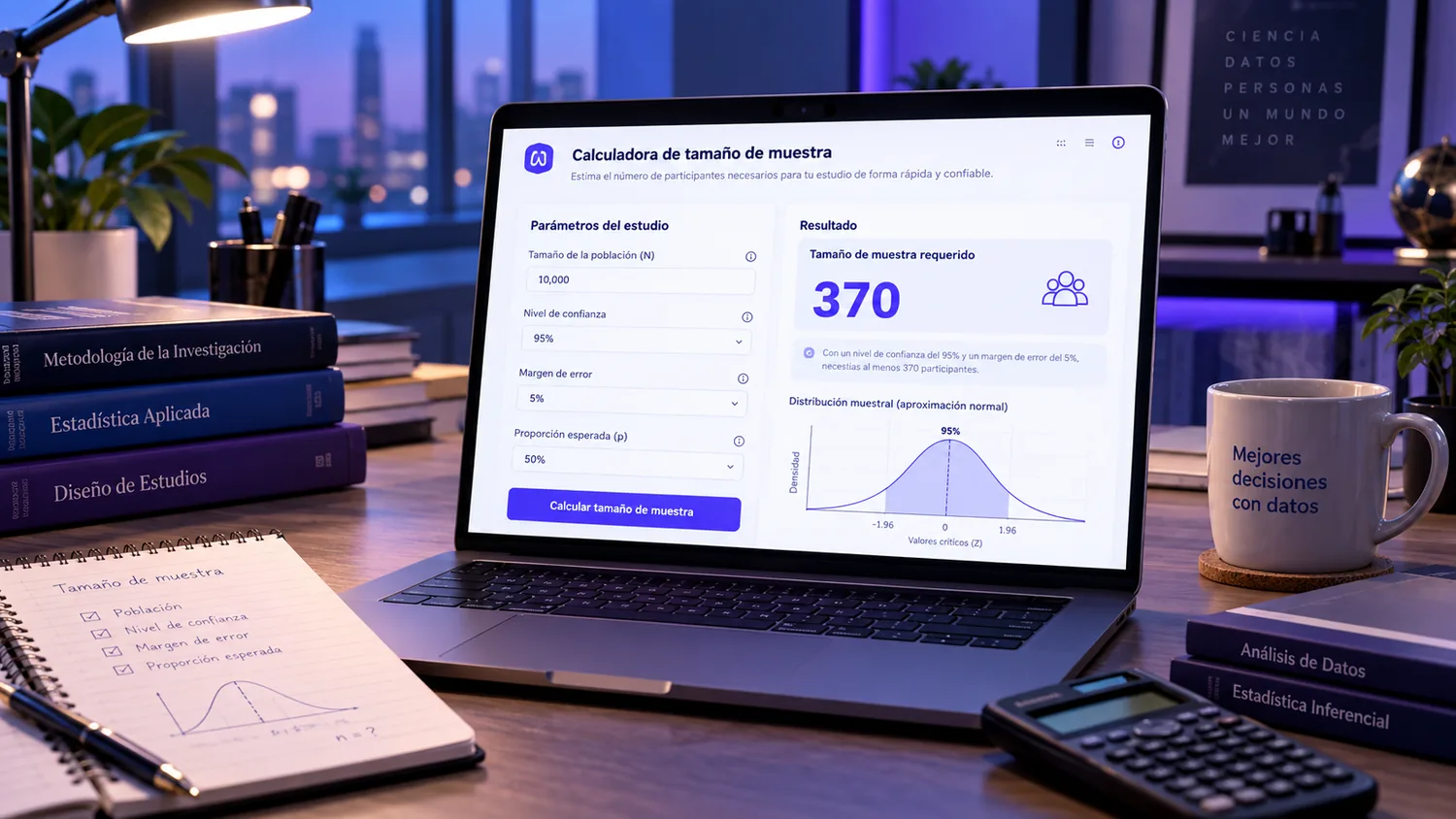 Calculadora de muestra en espacio nocturno