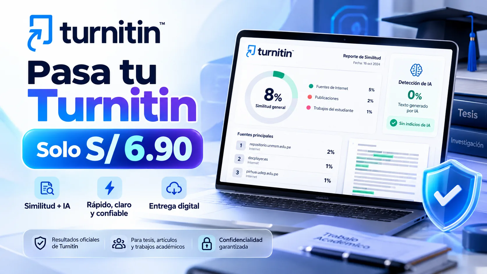 Servicio Turnitin: similitud e IA por S/ 6.90
